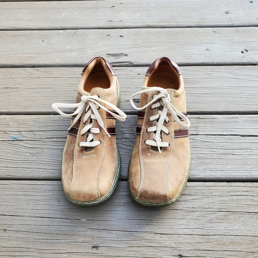 Vintage 90s y2k Skechers Tan Brown Nubuck Suede Leather Bicycle‎ Casual Shoes 9